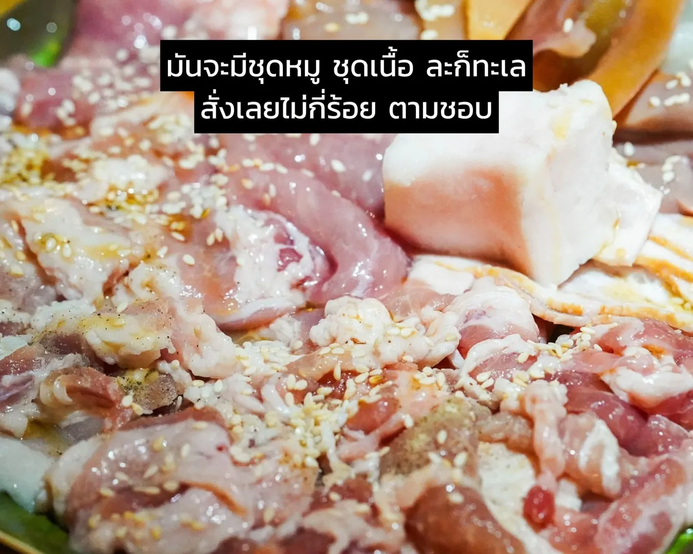 ชุดหมูและเนื้อหมักโรยงา