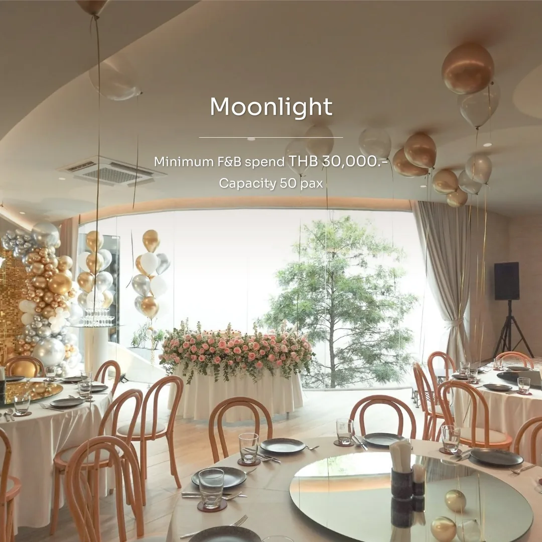 โปสเตอร์ห้อง Moonlight ที่ RARIN ขั้นต่ำอาหารและเครื่องดื่ม 30,000 บาท รองรับ 50 ท่าน